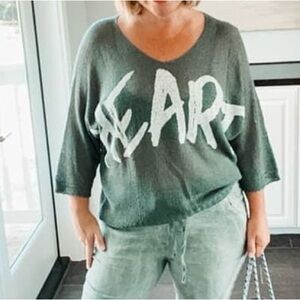 Women's Green Sweater with Graphic Print